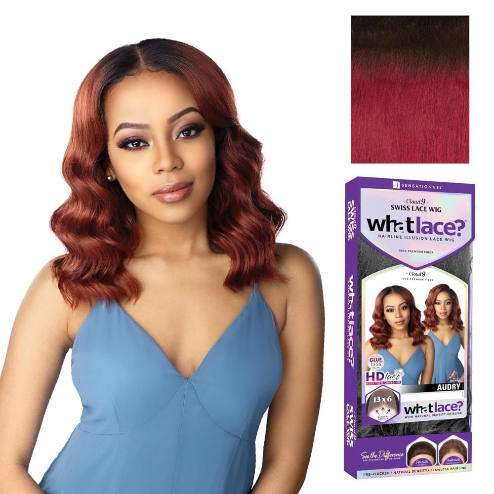 imageSensationnel What Lace 13X6 Wigs Audry Lacefrontal Hand Tied Glueless Synthetic With Natural Density Preplucked Hairline T1BBGT1BBG