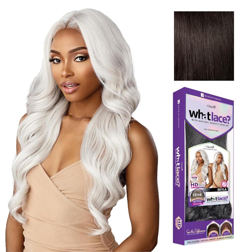 imageSensationnel What Lace 13X6 Wigs Deyla Lacefrontal Hand Tied Glueless Synthetic With Natural Density Preplucked Hairline 1 JETBLACK2 DARKBROWN