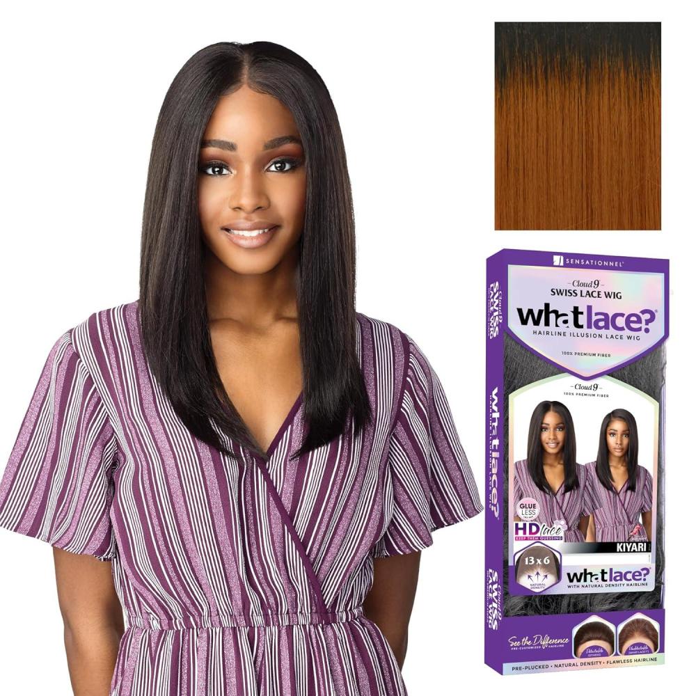 imageSensationnel What Lace 13X6 Wigs Kiyari Lacefrontal Hand Tied Glueless Synthetic With Natural Density Preplucked Hairline T1BCOPPERREDT2COPPER
