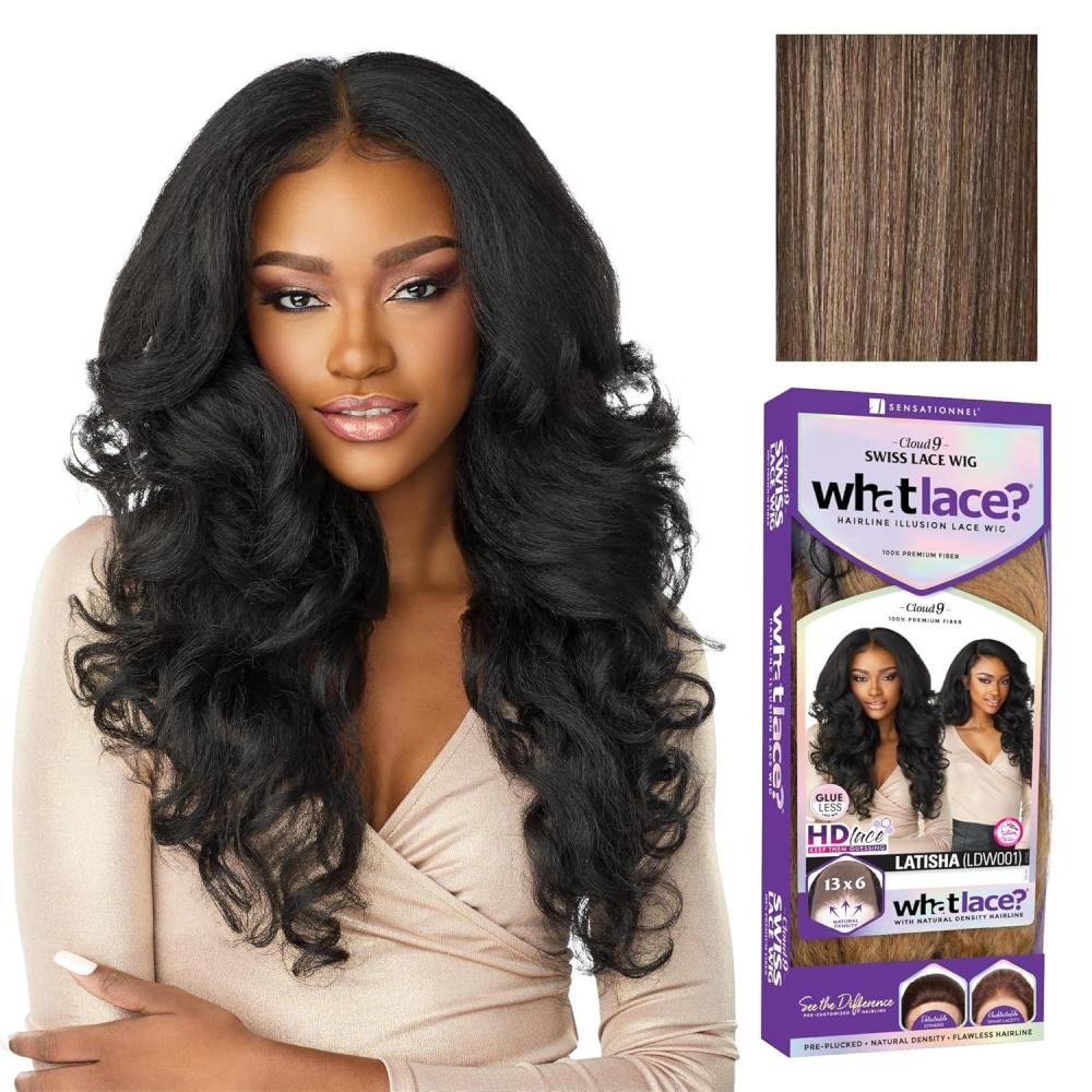 imageSensationnel What Lace 13X6 Wigs Latisha Lacefrontal Hand Tied Glueless Synthetic With Natural Density Preplucked Hairline Off Black 1BFLAMBOYAGEMOCHA