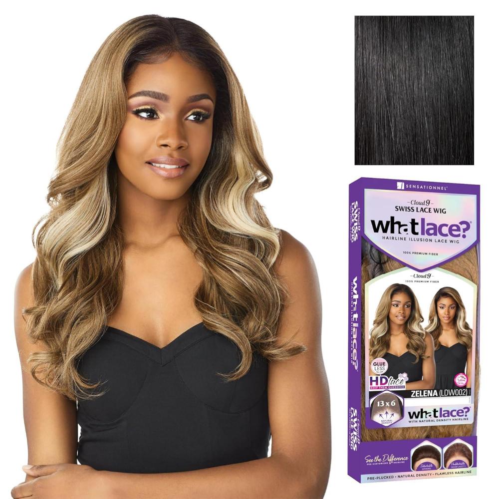 imageSensationnel What Lace 13X6 Wigs  Zelena Lacefrontal Hand Tied Glueless Synthetic With Natural Density Preplucked Hairline 1B OFFBLACK1 JETBLACK