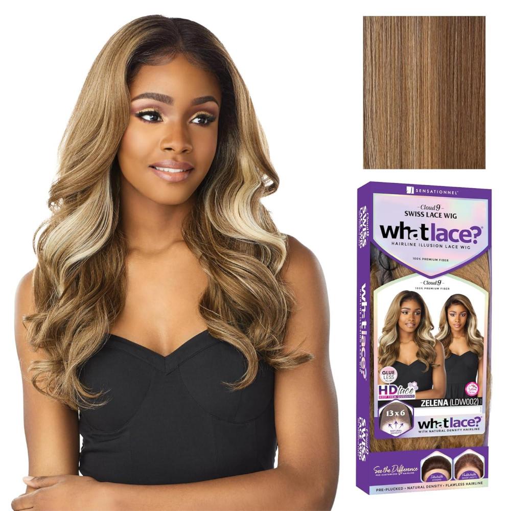 imageSensationnel What Lace 13X6 Wigs Zelena Lacefrontal Hand Tied Glueless Synthetic With Natural Density Preplucked Hairline 1B OFFBLACKFLAMBOYAGEBLONDE