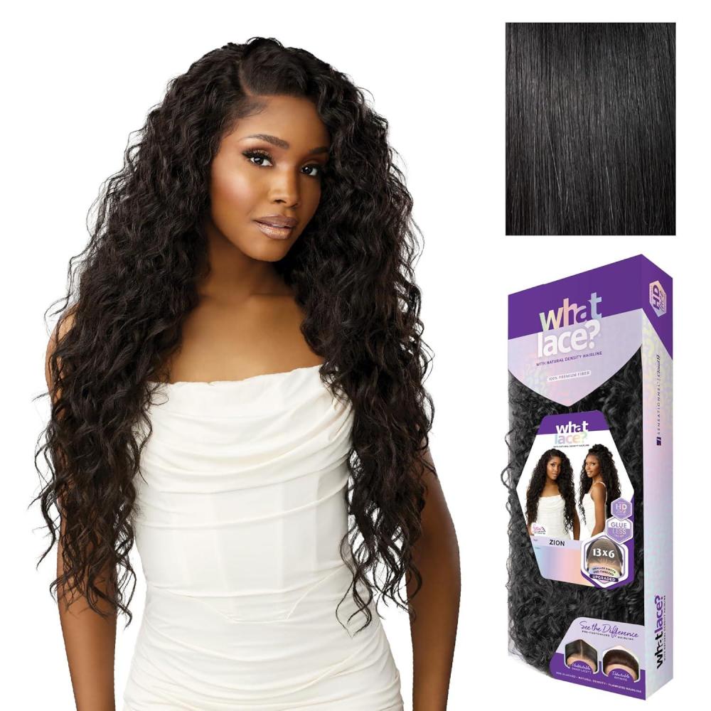 imageSensationnel What Lace 13X6 Wigs Zion Lacefrontal Hand Tied Glueless Synthetic with Natural Density Pretweezed Hairline 1 JETBLACK1 JETBLACK