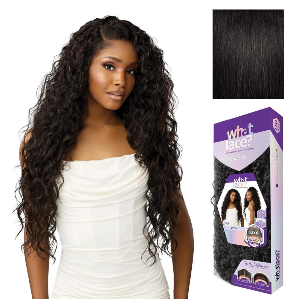 imageSensationnel What Lace 13X6 Wigs Zion Lacefrontal Hand Tied Glueless Synthetic with Natural Density Pretweezed Hairline 1 JETBLACK1B OFFBLACK