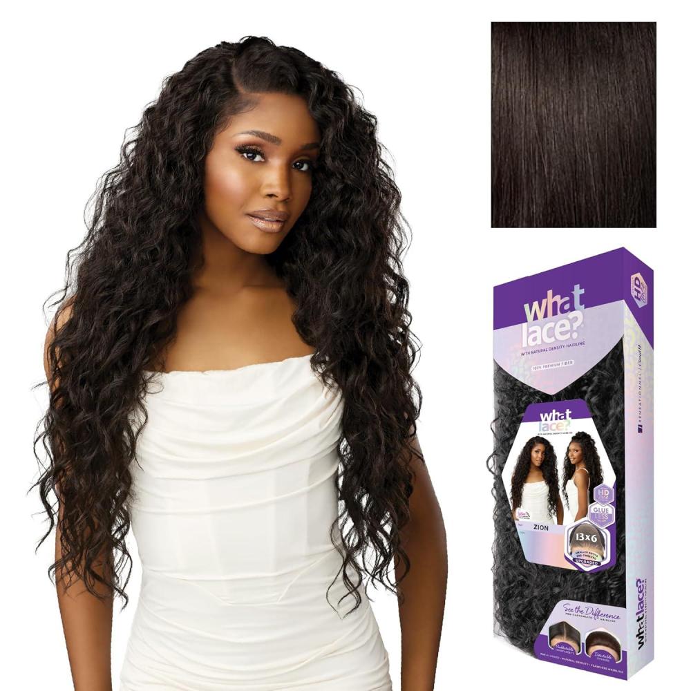 imageSensationnel What Lace 13X6 Wigs Zion Lacefrontal Hand Tied Glueless Synthetic with Natural Density Pretweezed Hairline 1 JETBLACK2 DARKBROWN