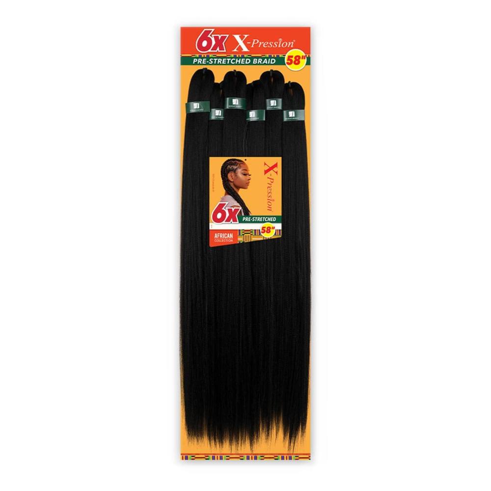 imageSensationnel Xpression prestretched braiding hair 6x braid 58 inch all kanekalon flame retardant synthetic braid for box braids and twists 1B OFFBLACK30 LIGHTAUBURN