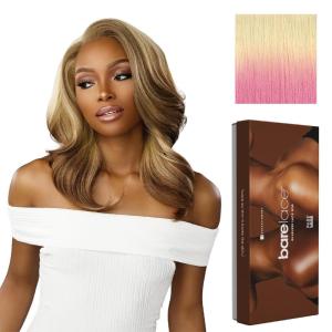 Sensationnel Bare Lace 13X6 Wigs – Unit 14 Lacefrontal Glueless Synthetic 180 Degree Preplucked Hairline (1 JETBLACK)(LT613/PINK)