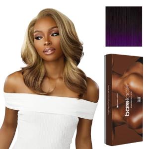 Sensationnel Bare Lace 13X6 Wigs – Unit 14 Lacefrontal Glueless Synthetic 180 Degree Preplucked Hairline (1 JETBLACK)(TD/PURPLE)