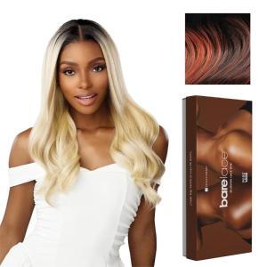 Sensationnel Bare Lace 13X6 Wigs – Unit 16 Lacefrontal Glueless Synthetic 180 Degree Preplucked Hairline (1 JETBLACK)(BALAYAGECOPPER)