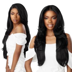 Sensationnel Bare Lace 13X6 Wigs – Unit 7 Lacefrontal Glueless Synthetic 180 Degree Preplucked Hairline (1 JETBLACK)(SH/HONEY)