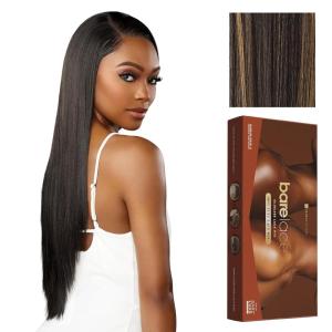 Sensationnel Bare Lace Fulllace Wig – Unit 1 Human Hair Blend All Lacefrontal Glueless Synthetic 180 Degree Preplucked Hairline (1 JETBLACK)(BALAYAGEGOLD)