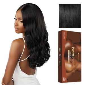 Sensationnel Bare Lace Fulllace Wig – Unit 3 Human Hair Blend All Lacefrontal Glueless Synthetic 180 Degree Preplucked Hairline (1 JETBLACK)(1 JETBLACK)