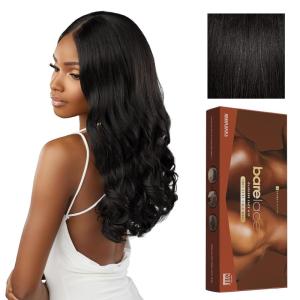Sensationnel Bare Lace Fulllace Wig – Unit 3 Human Hair Blend All Lacefrontal Glueless Synthetic 180 Degree Preplucked Hairline (1 JETBLACK)(1B OFFBLACK)