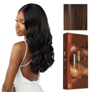 Sensationnel Bare Lace Fulllace Wig – Unit 3 Human Hair Blend All Lacefrontal Glueless Synthetic 180 Degree Preplucked Hairline (1 JETBLACK)(BALAYAGEHAZELNUT)