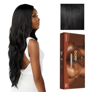 Sensationnel Bare Lace Fulllace Wig – Unit 5 Human Hair Blend All Lacefrontal Glueless Synthetic 180 Degree Preplucked Hairline (1 JETBLACK)(1 JETBLACK)