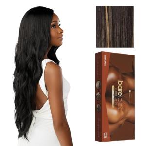 Sensationnel Bare Lace Fulllace Wig – Unit 5 Human Hair Blend All Lacefrontal Glueless Synthetic 180 Degree Preplucked Hairline (1 JETBLACK)(BALAYAGEGOLD)