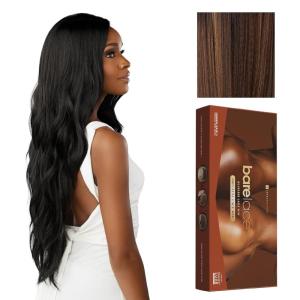 Sensationnel Bare Lace Fulllace Wig – Unit 5 Human Hair Blend All Lacefrontal Glueless Synthetic 180 Degree Preplucked Hairline (1 JETBLACK)(BALAYAGEHAZELNUT)