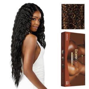 Sensationnel Bare Lace Fulllace Wig – Unit 6 Human Hair Blend All Lacefrontal Glueless Synthetic 180 Degree Preplucked Hairline (1 JETBLACK)(CH30)