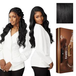 Sensationnel Barelace 13X5 360 Lace Wig – Unit 2 Glueless Human Hair Blend Ear-to-Ear Deep Parting Pre Cut Hairline (1 JETBLACK)(1 JETBLACK)