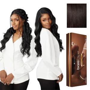 Sensationnel Barelace 13X5 360 Lace Wig – Unit 2 Glueless Human Hair Blend Ear-to-Ear Deep Parting Pre Cut Hairline (1 JETBLACK)(2 DARKBROWN)