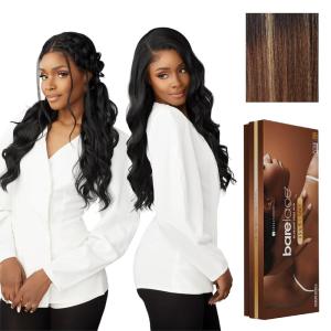 Sensationnel Barelace 13X5 360 Lace Wig – Unit 2 Glueless Human Hair Blend Ear-to-Ear Deep Parting Pre Cut Hairline (1 JETBLACK)(BALAYAGECARAMEL)