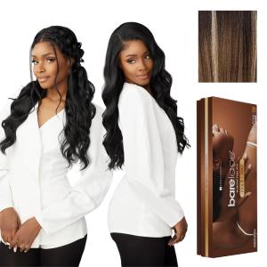 Sensationnel Barelace 13X5 360 Lace Wig – Unit 2 Glueless Human Hair Blend Ear-to-Ear Deep Parting Pre Cut Hairline (1 JETBLACK)(BALAYAGEMOCHA)