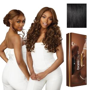 Sensationnel Barelace 13X5 360 Lace Wig – Unit 3 Glueless Human Hair Blend Ear-to-Ear Deep Parting Pre Cut Hairline (1 JETBLACK)(1 JETBLACK)