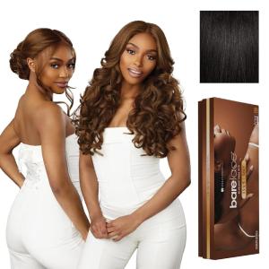 Sensationnel Barelace 13X5 360 Lace Wig – Unit 3 Glueless Human Hair Blend Ear-to-Ear Deep Parting Pre Cut Hairline (1 JETBLACK)(1B OFFBLACK)
