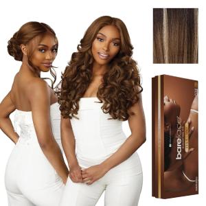 Sensationnel Barelace 13X5 360 Lace Wig – Unit 3 Glueless Human Hair Blend Ear-to-Ear Deep Parting Pre Cut Hairline (1 JETBLACK)(BALAYAGEMOCHA)