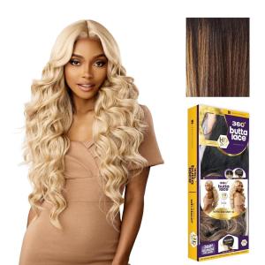 Sensationnel Butta 360 Lace Wig – Unit 10 Wider Parting 360 Degree Lace Glueless Synthetic Preplucked Hairline (1 JETBLACK)(BALAYAGESUNKISSED)