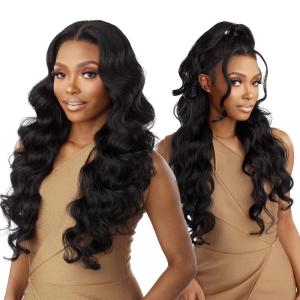 Sensationnel Butta 360 Lace Wigs – Unit 5 Wider Parting 360 Degree Lace Glueless Synthetic Preplucked Hairline (1 JETBLACK)(SH/PLATINUM)