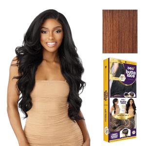 Sensationnel Butta 360 Lace Wigs – Unit 8 Side Wider Parting 360 Degree Lace Glueless Synthetic Preplucked Hairline (1 JETBLACK)(FLAMBOYAGEAUBURN)