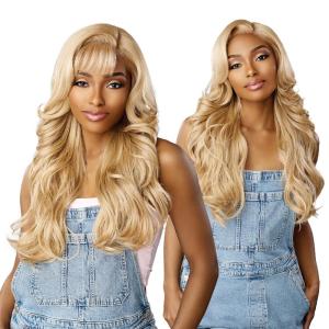Sensationnel Butta Lace 90Sbangs Wigs – Unit 902 Glueless Wide Deep Part Synthetic Preplucked Hairline (1 JETBLACK)(1 JETBLACK)