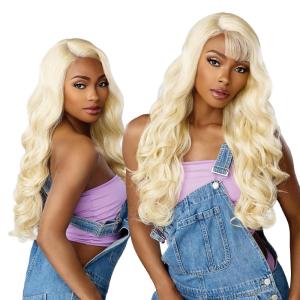 Sensationnel Butta Lace 90Sbangs Wigs – Unit 905 Glueless Wide Deep Part Synthetic Preplucked Hairline (1 JETBLACK)(1B OFFBLACK)