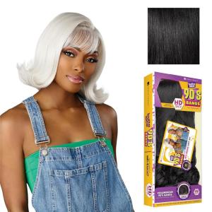 Sensationnel Butta Lace 90Sbangs Wigs – Unit 907 Glueless Wide Deep Part Synthetic Preplucked Hairline (1 JETBLACK)(1 JETBLACK)