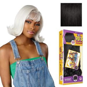 Sensationnel Butta Lace 90Sbangs Wigs – Unit 907 Glueless Wide Deep Part Synthetic Preplucked Hairline (1 JETBLACK)(1B OFFBLACK)