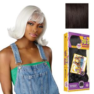 Sensationnel Butta Lace 90Sbangs Wigs – Unit 907 Glueless Wide Deep Part Synthetic Preplucked Hairline (1 JETBLACK)(2 DARKBROWN)