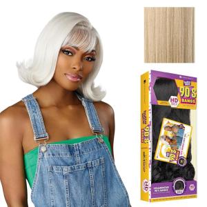 Sensationnel Butta Lace 90Sbangs Wigs – Unit 907 Glueless Wide Deep Part Synthetic Preplucked Hairline (1 JETBLACK)(BEIGEBLONDE)
