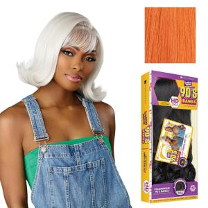 Sensationnel Butta Lace 90Sbangs Wigs – Unit 907 Glueless Wide Deep Part Synthetic Preplucked Hairline (1 JETBLACK)(CINNAMONCOPPER)