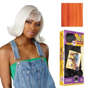Sensationnel Butta Lace 90Sbangs Wigs – Unit 907 Glueless Wide Deep Part Synthetic Preplucked Hairline (1 JETBLACK)(GINGERCOPPER)