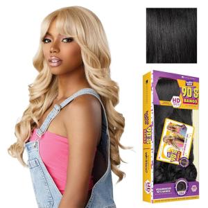 Sensationnel Butta Lace 90Sbangs Wigs – Unit 909 Glueless Wide Deep Part Synthetic Preplucked Hairline (BALAYAGEMOCHA)(1 JETBLACK)
