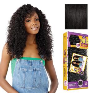 Sensationnel Butta Lace 90Sbangs Wigs – Unit 913 Glueless Wide Deep Part Synthetic Preplucked Hairline (1 JETBLACK)(1B OFFBLACK)