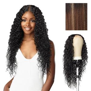 Sensationnel Butta Lace Hhm Wigs – Bohemian 28 Inch Human Hair Blend Extra Wide 5 Inch Parting Preplucked Hairline Glueless Lacefront (1 JETBLACK)(BALAYAGECARAMEL)