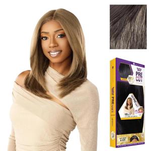 Sensationnel Butta Lace Precut Wig – Unit 21 Glueless Extra Wide 5 Inch Deep Parting Synthetic Pre Tweezed Smaller Knot Hairline (1 JETBLACK)(SH/BUTTERYBLONDE)