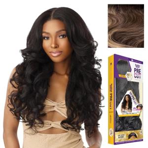 Sensationnel Butta Lace Precut Wigs – Unit 12 Glueless Extra Wide 5 Inch Deep Parting Synthetic Pre Tweezed Smaller Knot Hairline (1 JETBLACK)(BALAYAGEMOCHA)