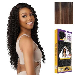 Sensationnel Butta Lace Precut Wigs – Unit 15 Glueless Extra Wide 5 Inch Deep Parting Synthetic Pre Tweezed Smaller Knot Hairline (1 JETBLACK)(BALAYAGECARAMEL)
