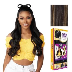 Sensationnel Butta Lace Prestyled Wigs – Unit 8 Glueless 13×4 Hand Tied Deep Lace Part Synthetic Preplucked Hairline (1 JETBLACK)(BALAYAGEGOLD)