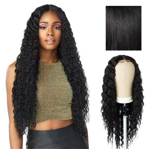 Sensationnel Butta Lace Wigs – Unit 3 Extra Wide 5 Inch Deep Parting Synthetic Preplucked Hairline Glueless Lacefront (Jet Black 1)(Jet Black 1)