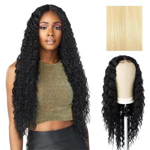 Sensationnel Butta Lace Wigs – Unit 3 Extra Wide 5 Inch Deep Parting Synthetic Preplucked Hairline Glueless Lacefront (Jet Black 1)(Light Blonde 613)