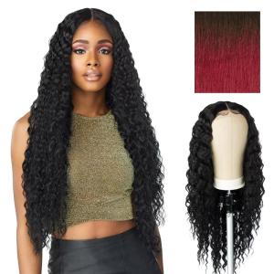 Sensationnel Butta Lace Wigs – Unit 3 Extra Wide 5 Inch Deep Parting Synthetic Preplucked Hairline Glueless Lacefront (Jet Black 1)(T4/WINE)